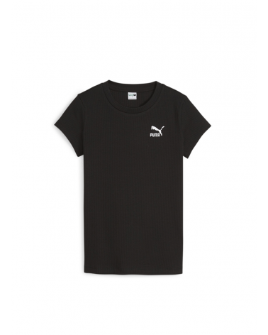 T-SHIRT PUMA CLASSICS RIBBED NERO DONNA